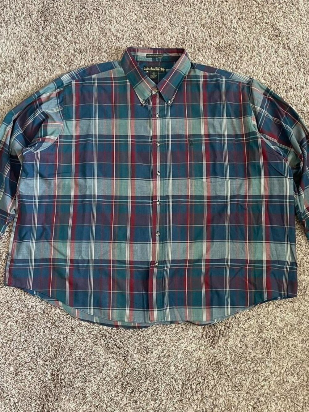 Knights of Round Table Plaid Flannel Shirt Button Down Longsleeve - Big & Tall